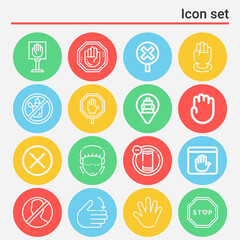 16 pack of ban  lineal web icons set