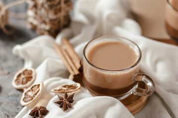 cocoa with milk in a Cup on the table
