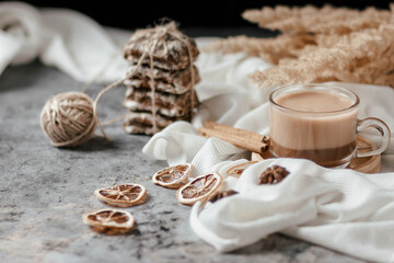 cocoa with milk in a Cup on the table