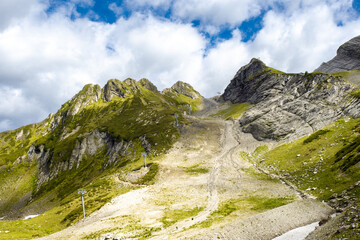 Epic mountain landscape. Beautiful natural terrain in the mountains, peaks and valleys,