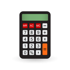 Vector illustration of realistic electronic calculator isolated on white background.