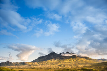 Fototapeta na wymiar Isle of Skye, Highlands of Scotland, Black Cuillin Mountains close to Sligachan