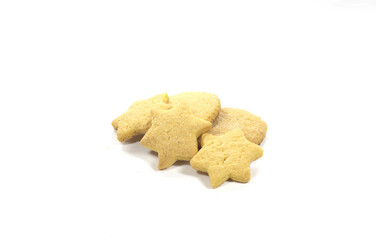 baked butter cookies form stars and hearts