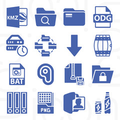 16 pack of storage  filled web icons set