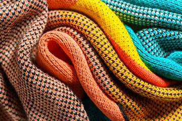 Smooth folded multi colored knitted fabrics