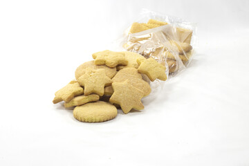 butter baked biscuits in the shape of a star and heart	