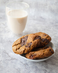 Crunchy Chocolate Cookies with Fresh Milk on the Side