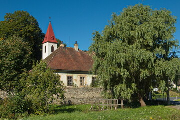 Fototapeta na wymiar Church Povýšení svatého Kříže in Chlístov,Plzeň Region,Czech republic,Europe 