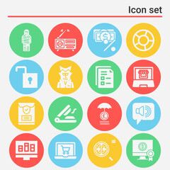 16 pack of account  filled web icons set