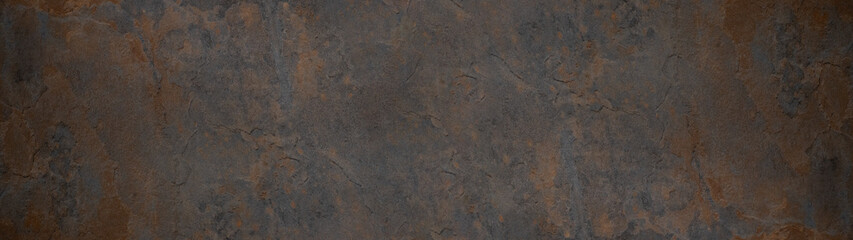 Grunge rusty dark metal stone background texture banner panorama	 - obrazy, fototapety, plakaty