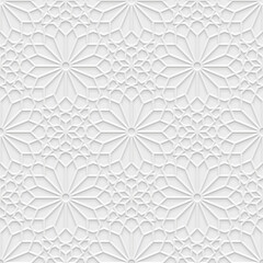 Grey light geometric pattern in arabic style, soft emboss background