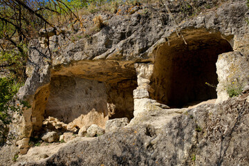 View on the cavetown Chufut-Kale near Bakhchisarai city on the Crimea