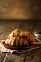 Traditional homemade French croissants on a plate