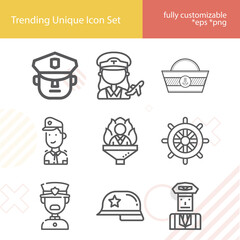 Simple set of captain related lineal icons.