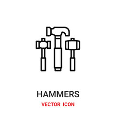 hammer icon vector symbol. hammer symbol icon vector for your design. Modern outline icon for your website and mobile app design.