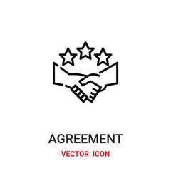 agreement icon vector symbol. hanshake symbol icon vector for your design. Modern outline icon for your website and mobile app design.