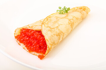 Russian Pancake with red caviar
