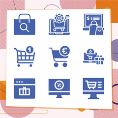 Simple set of 9 icons related to purchasing