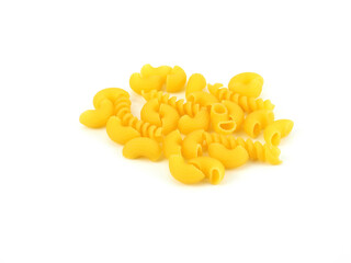 Raw italian pasta heap isolated on a white background. Cooking concept...