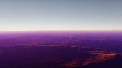 Fototapeta premium Beautiful alien landscape, panorama of the surface of a fantasy planet, unknown world in space. 3D Render
