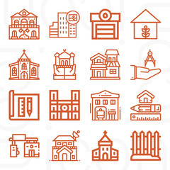 16 pack of urban planning  lineal web icons set