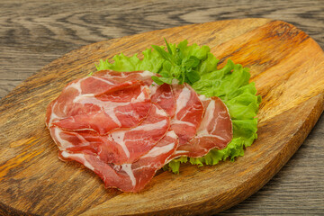 Smoked pork neck slices snack