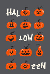 Halloween greeting cards. Holiday poster lettering composition