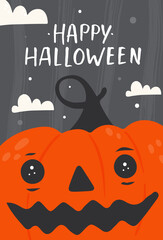 Halloween greeting cards. Holiday poster lettering composition