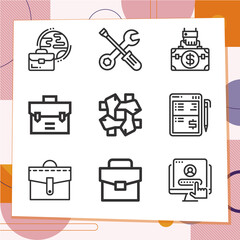 Simple set of 9 icons related to reason