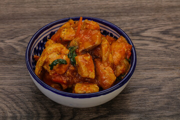 Chicken with oyster sauce and vegetables
