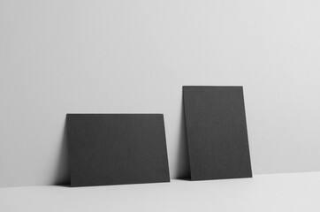 Black A6 Flyer / Postcard / Invitation Mock-Up - Wall Background
