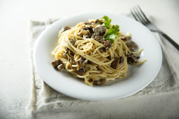 Spaghetti with homemade mushroom ragout