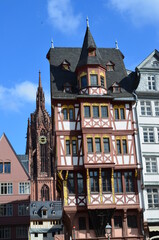 Historical Romer Square in the city of Frankfurt Main, Germany