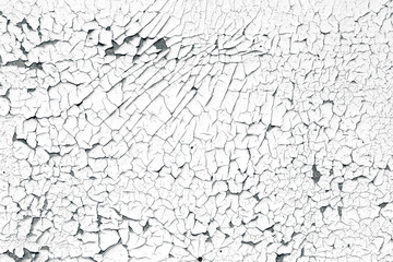 Old cracked paint texture. White paint on black surface.