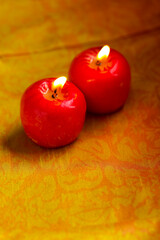 Indian festival Diwali , Glowing apple shape candle