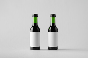 Wine Quarter / Mini Bottle Mock-Up - Two Bottles. Blank Label