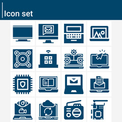 Simple set of electron optics related filled icons.