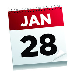 January 28th on a calendar page - illustrated. 