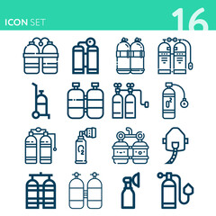 Simple set of 16 icons related to anaerobic