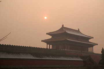 Sunset at the Forbidden city in Beijing