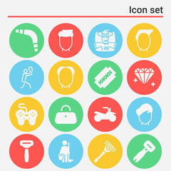 16 pack of objectively  filled web icons set