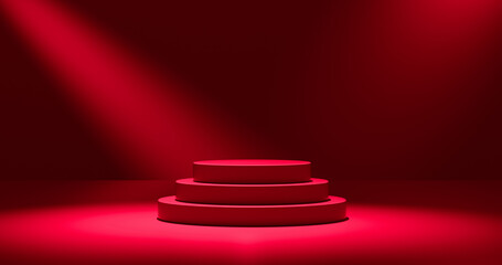 Fototapeta premium Minimal red podium for product display.