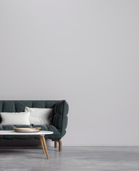The mock up furniture and  decoration interior design space of minimal living room and wall texture background/3d rendering