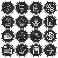 16 pack of collection  lineal web icons set