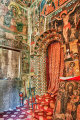Debre Birhan Selassie Church, Ancient wall paintings adorning the interior,  Gondar, Ethiopia
