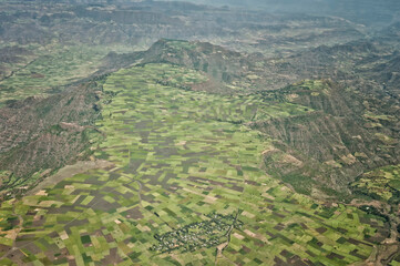 Aerial view of the northern country landscape, Ethiopia