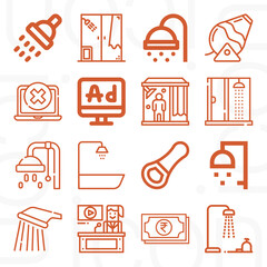 16 pack of announcement  lineal web icons set