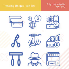 Simple set of social class related lineal icons.