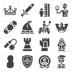 16 pack of king  filled web icons set