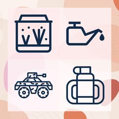 Simple set of tank related lineal icons